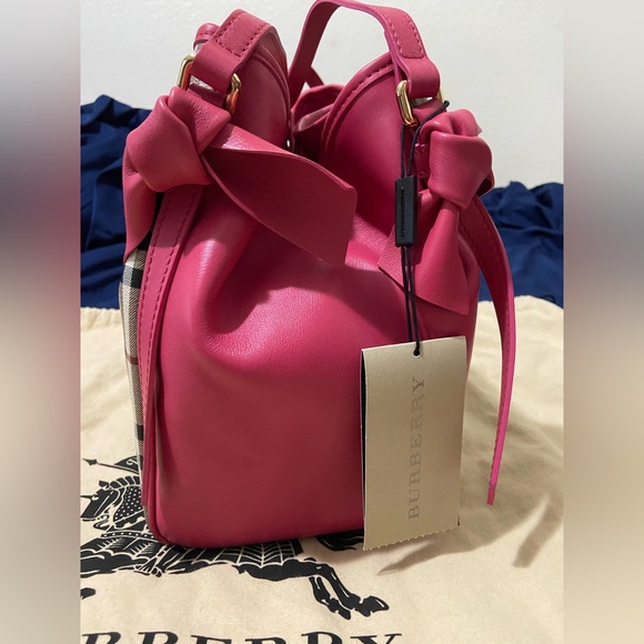 NWT Authentic Burberry Haymarket Small Canter Panel Tote w/Bows - Picture 2 of 16